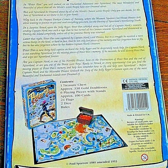 Peter Pan Adventure Board Game Hook Rare Pirates Treasure Family1989 Vintage - Picture 2 of 16